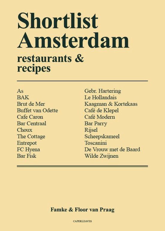 Cover of Shortlist Amsterdam Restaurants & Recipes