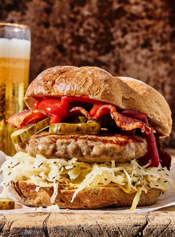 Braadworstburger met zuurkool